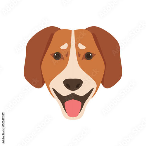 dog faces character design, beagle. Design illustration for sticker, comic, print.