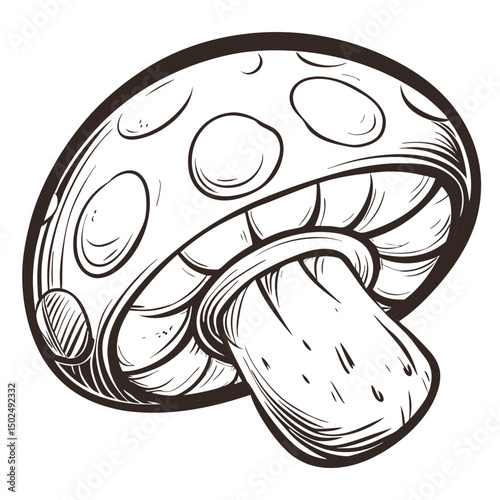 Giant Puffball Mushroom Line Art Illustration