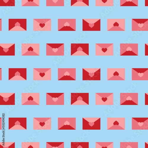 Vector pattern with romantic envelopes for valentine's day with hearts