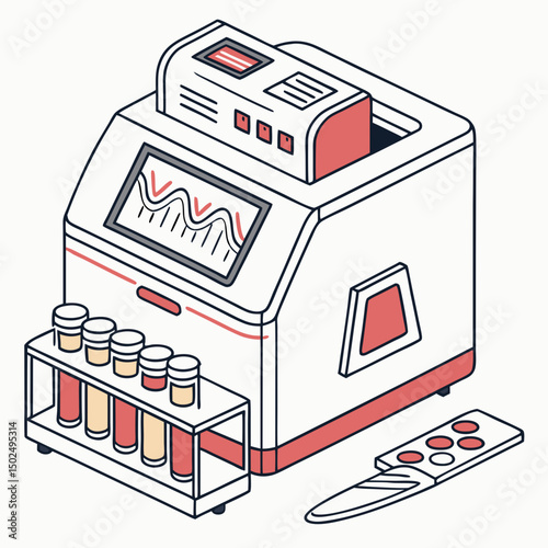 Creative PCR Machine Vector Illustration | Clean and Modern Design for Genetic Testing, Molecular Biology, and Medical Laboratory Projects