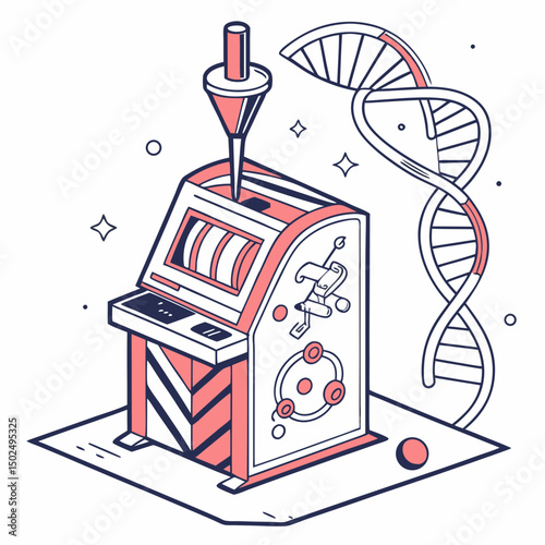 Creative PCR Machine Vector Illustration | Clean and Modern Design for Genetic Testing, Molecular Biology, and Medical Laboratory Projects