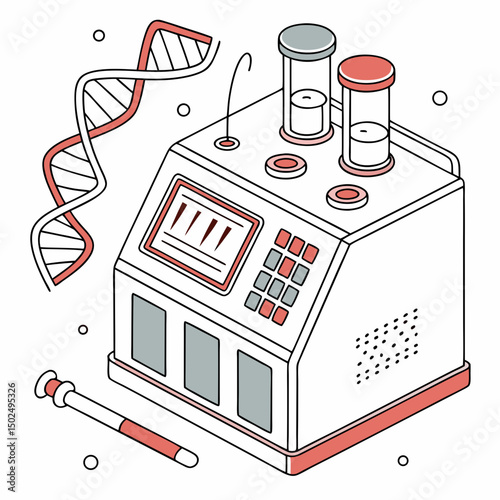 Creative PCR Machine Vector Illustration | Clean and Modern Design for Genetic Testing, Molecular Biology, and Medical Laboratory Projects