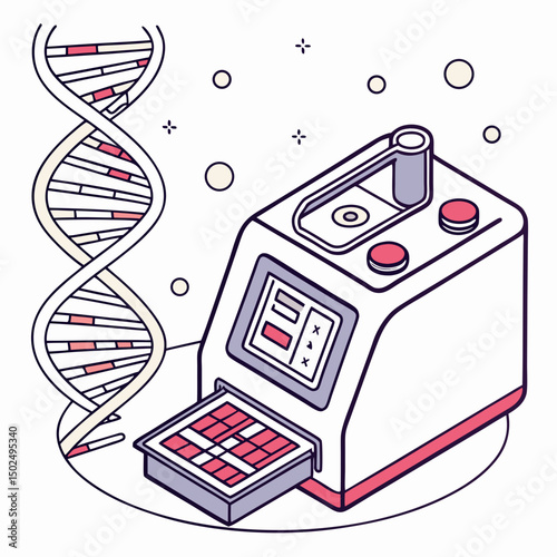 Creative PCR Machine Vector Illustration | Clean and Modern Design for Genetic Testing, Molecular Biology, and Medical Laboratory Projects
