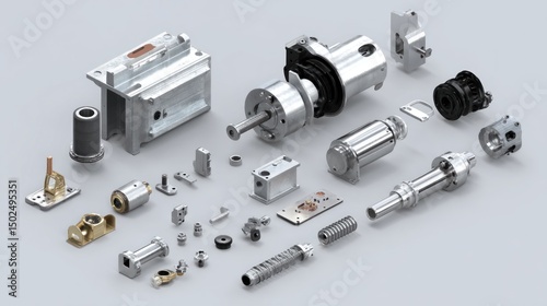 Precision engineered hydraulic components, meticulously detailed