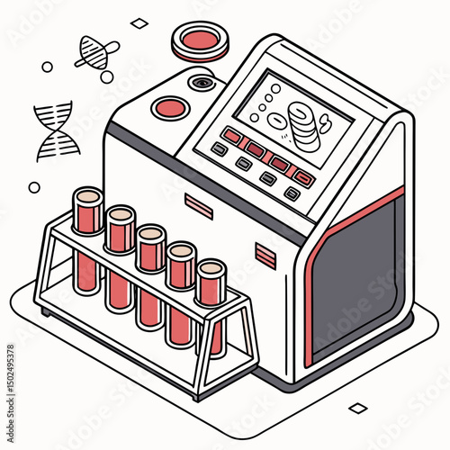Creative PCR Machine Vector Illustration | Clean and Modern Design for Genetic Testing, Molecular Biology, and Medical Laboratory Projects