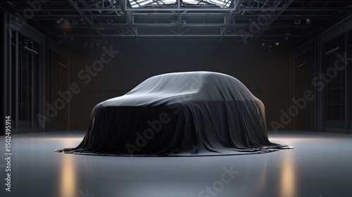 Unveiling a new vehicle in a modern industrial hangar