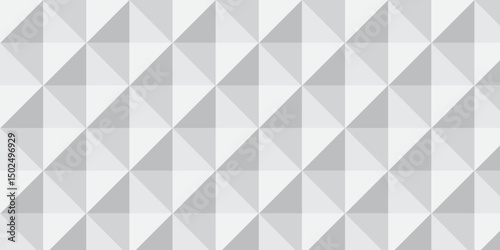 Abstract geometric white and gray background seamless mosaic and low polygon triangle texture wallpaper. Triangle shape retro wall grid pattern geometric ornament tile vector square element.	
