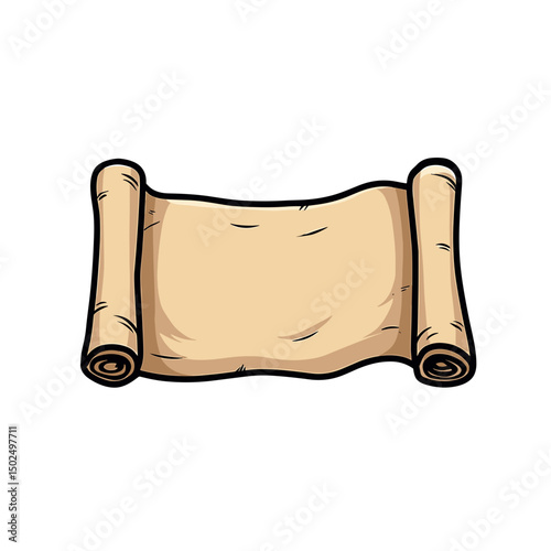 Illustration of a Rolled Parchment Scroll with Space for Text, Perfect for Invitations or Historical Documents