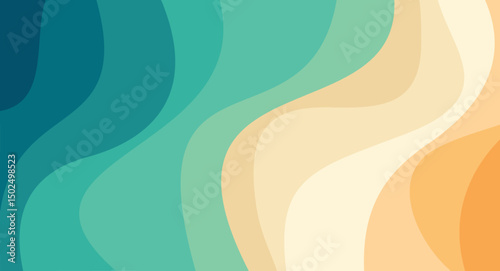 Retro abstract curves & sea waves gradient 
background subtle smooth vector pattern template  
for social media, ads, website banner, 
corporate, business, festive, party