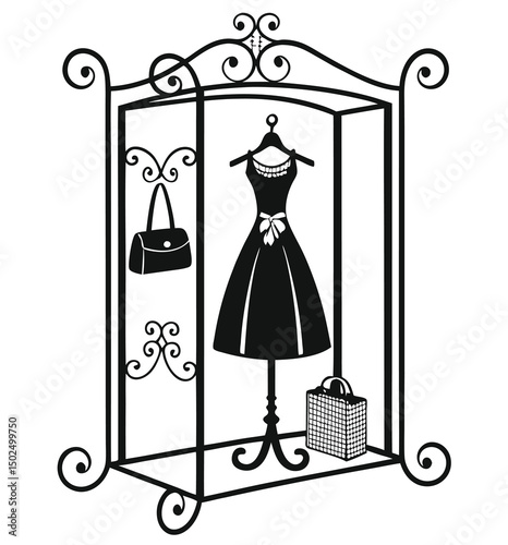 vector illustration of an old fashioned metal cage
