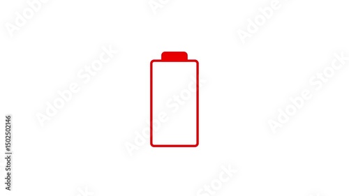 Low Battery Icon Animation – Flashing Empty Battery Loop with Transparent Background (Alpha Channel)