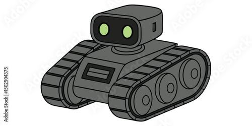 Cartoon robot tank illustration isolated with transparency suitable for design projects