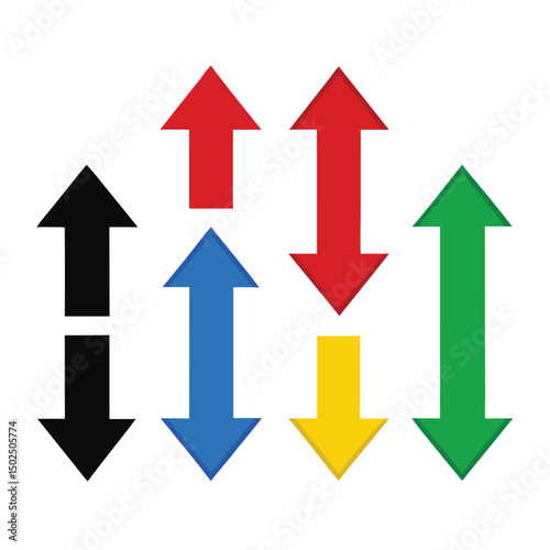 Colorful arrows pointing up and down demonstrating concepts of direction and movement
