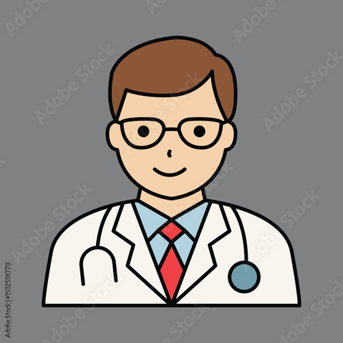 Smiling Doctor Icon Healthcare Professional Illustration