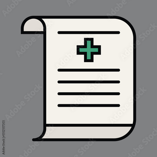 Medical Document Icon Healthcare Prescription, Health Record, Doctor's Note, Medical Report Illustration