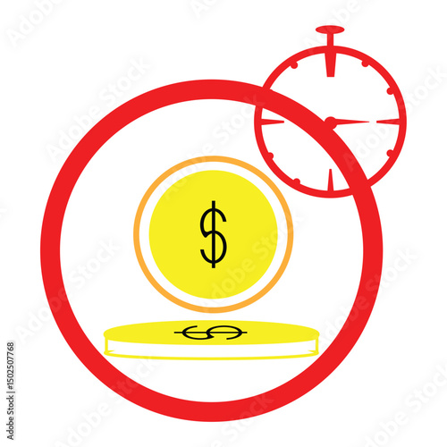 coin icon with dollar icon and also money loan icon or pay later
