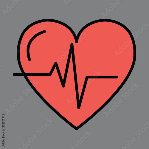 Heart Health Icon Vector Illustration of a Heartbeat