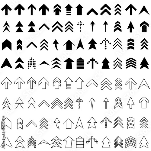 Up arrow vector icon set. scroll illustration sign collection. Direction symbol or logo.
