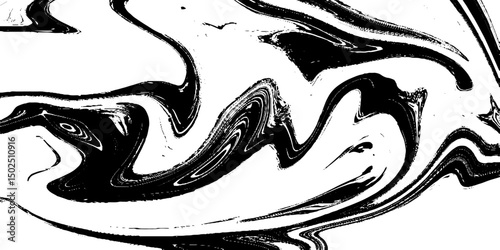 Abstract grunge background. Ink marbling texture. Black and white. Hand drawn marble illustration