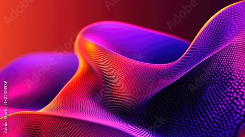 Abstract vibrant red, purple, and orange flowing wave pattern with dotted texture