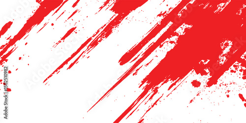Vector brush grunge texture Rough red scratches splatter grunge distressed background. Red grunge texture isolated background.