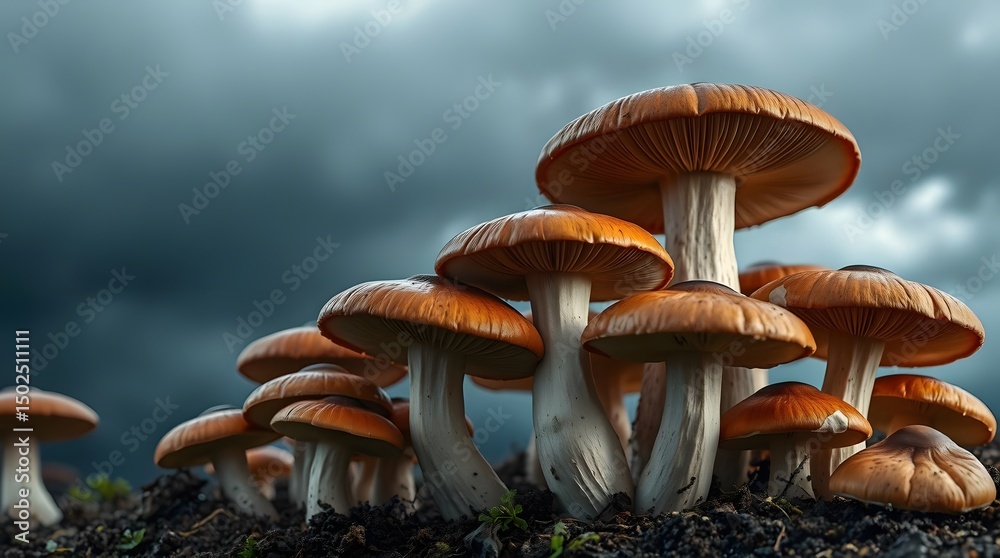 Fototapeta premium Mushrooms with Detailed Texture