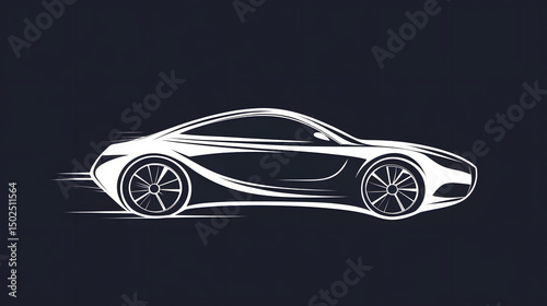Sleek black sports car silhouette on a dark background, embodying power and refined design.