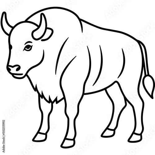 Polar Bison line art vector