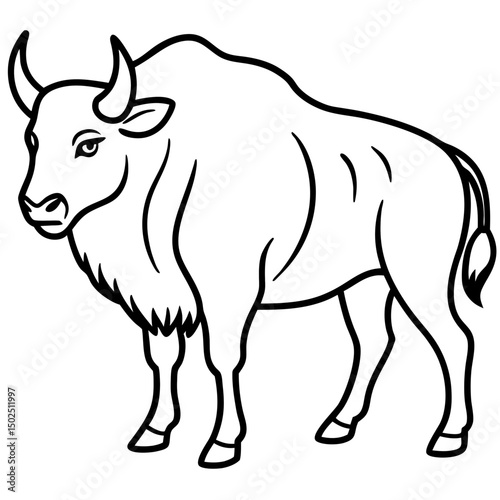 Polar Bison line art vector