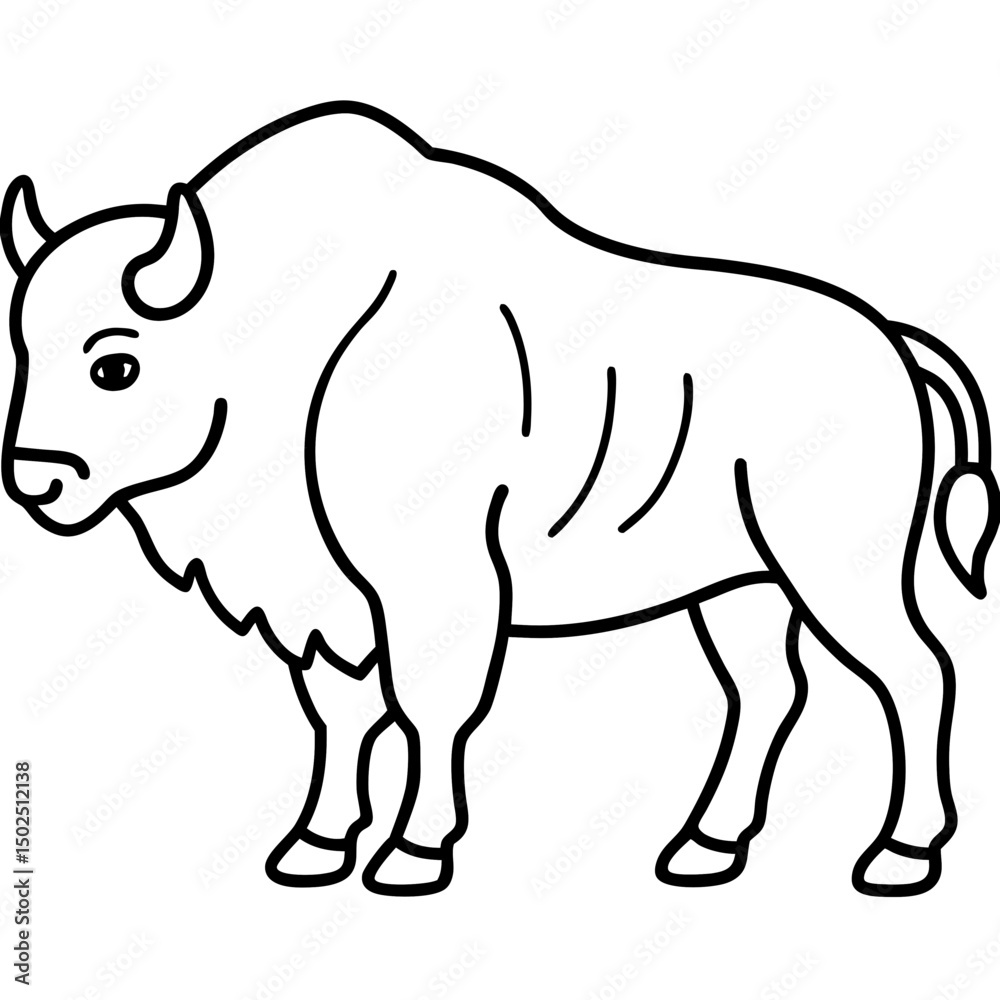 Fototapeta premium Polar Bison line art vector
