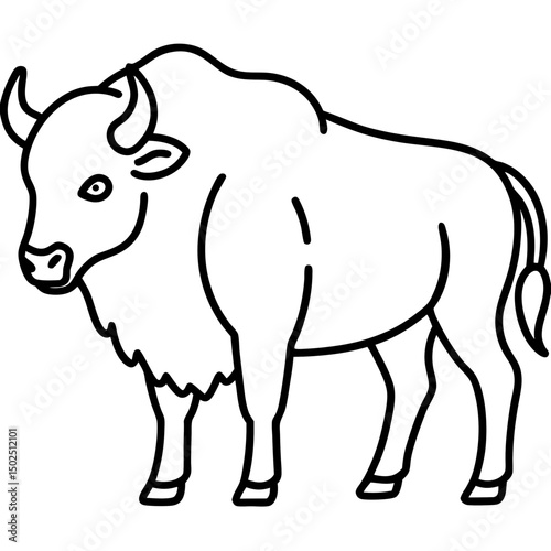 Polar Bison line art vector
