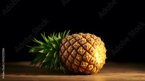 Pineapple with Water Droplets on Dark Background