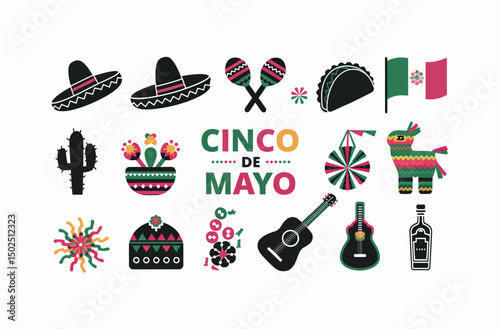 Colorful Cinco de Mayo Celebration Icons