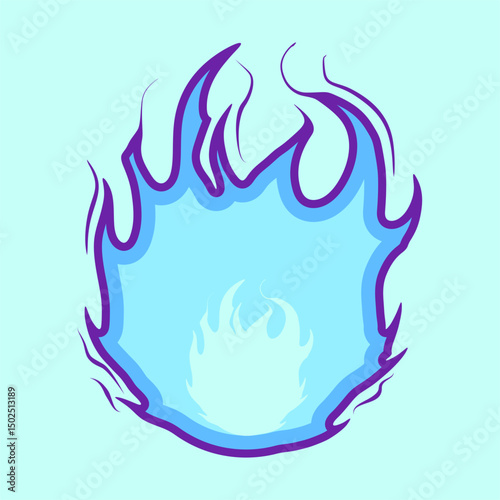 Stylized Blue Flame Illustration, Modern illustration of a stylized blue flame