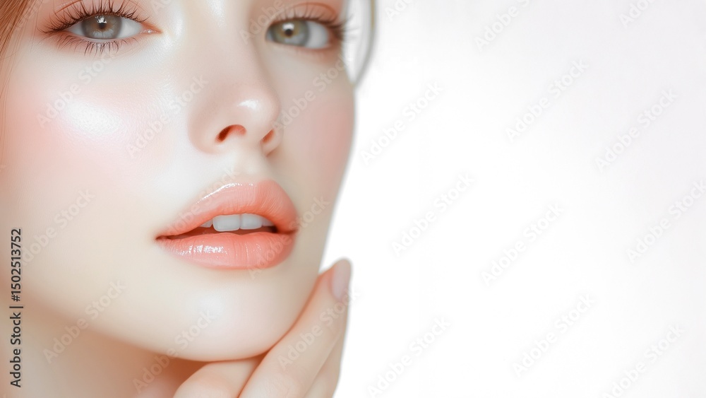 A young woman with beautiful, clear white skin (beauty, cosmetics, skin care, health) A young woman with beautiful, clear white skin (beauty, cosmetics, skin care, health)