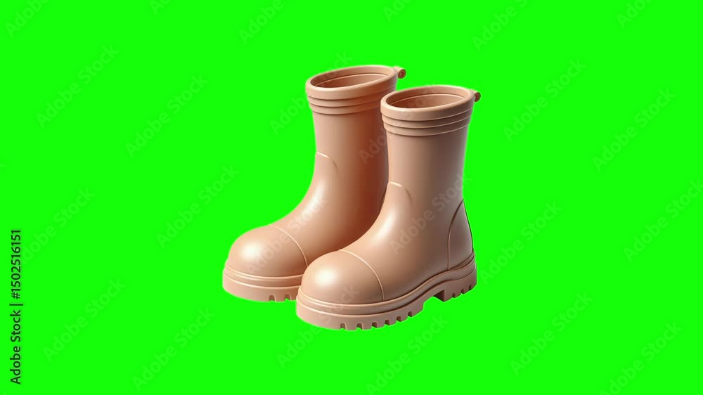Rubber boots green screen animation motion graphic in 4K high resolution.