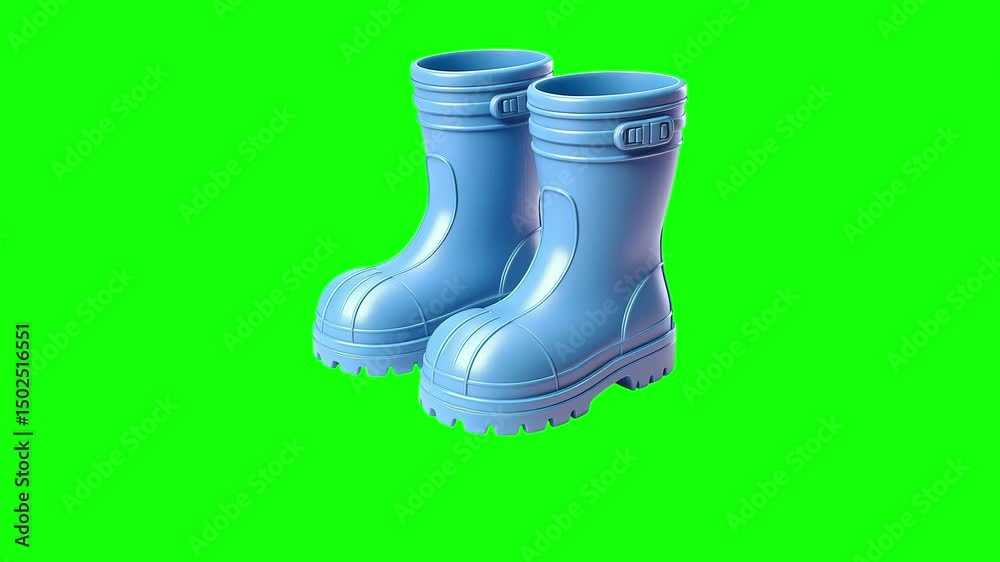 Rubber boots green screen animation motion graphic in 4K high resolution.
