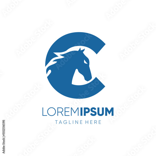 Letter C Initial Horse Logo Design Vector Icon Graphic Emblem Symbol Image Illustration 