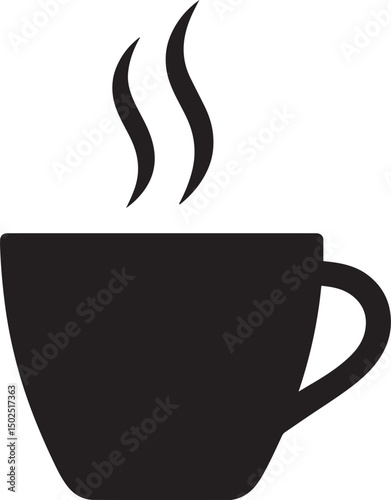 Steaming Espresso Cup Icon – Strong Coffee Vector Illustration.
