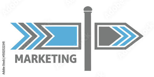 Marketing direction sign icon with arrows representing strategic growth and guidance