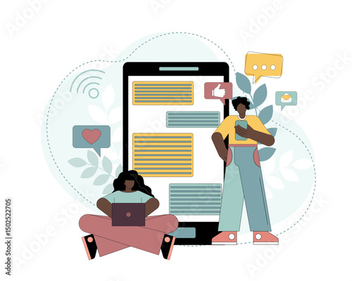 The concept of modern communication. Dating app and virtual relationships.eps