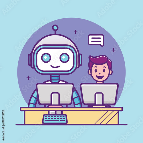 Friendly Robot and Human Collaborating on Computers
