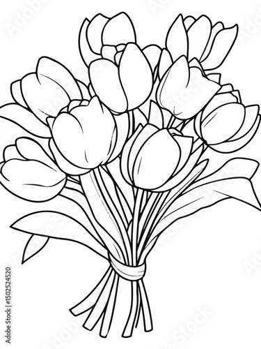 Realistic Tulip Outline – Printable Flower Coloring Page