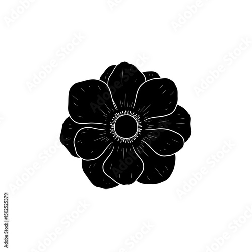 Detailed Anemone Flower with Dark Center