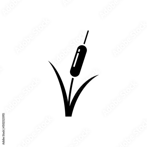 Cattail Plant with Tall Stem Illustration
