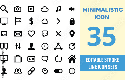 Minimalistic icon set_ icon pack vector