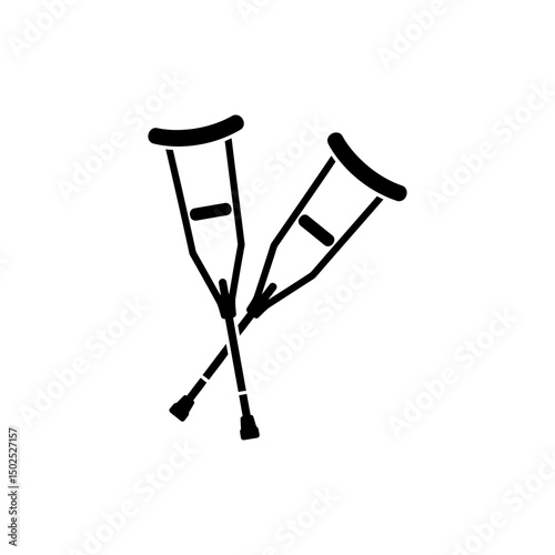 Pair of Leaning Crutches Medical Mobility Aid Icon