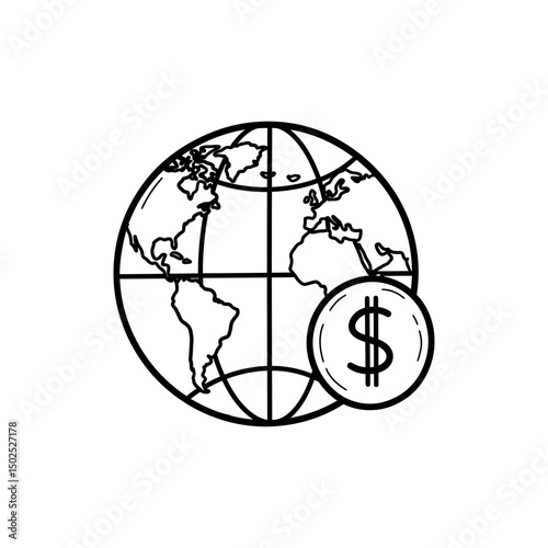 Globe with Dollar Sign Overlay Icon