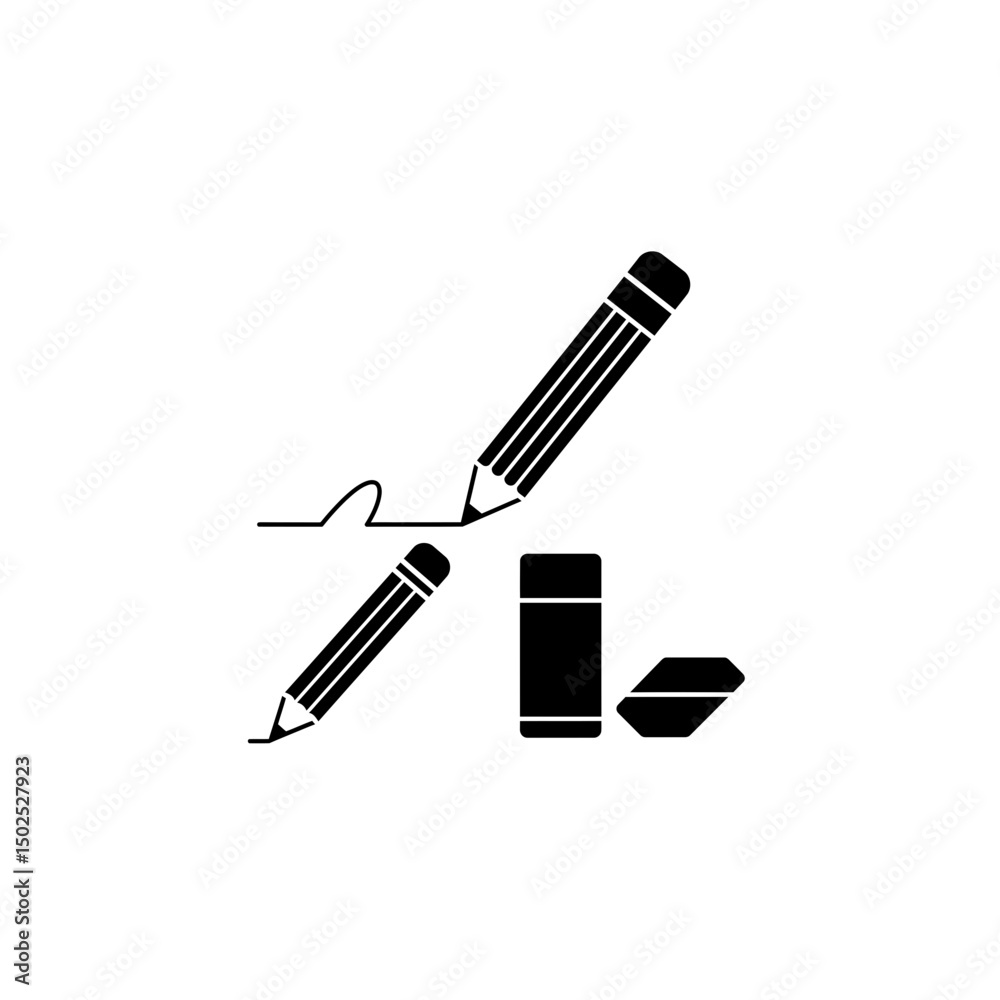 Obraz premium Pencil with Eraser Icon