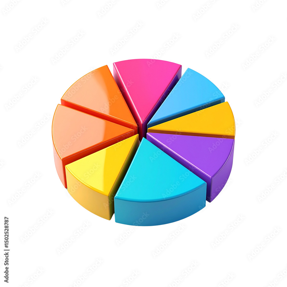 Fototapeta premium Colorful 3d pie chart data infographic presentation on transparent background